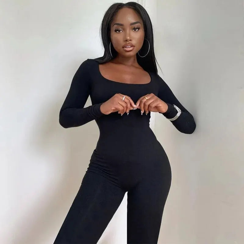 Women's Long Sleeve Bodycon Jumpsuit One Piece Streetwear Overall Autumn Winter Outfit