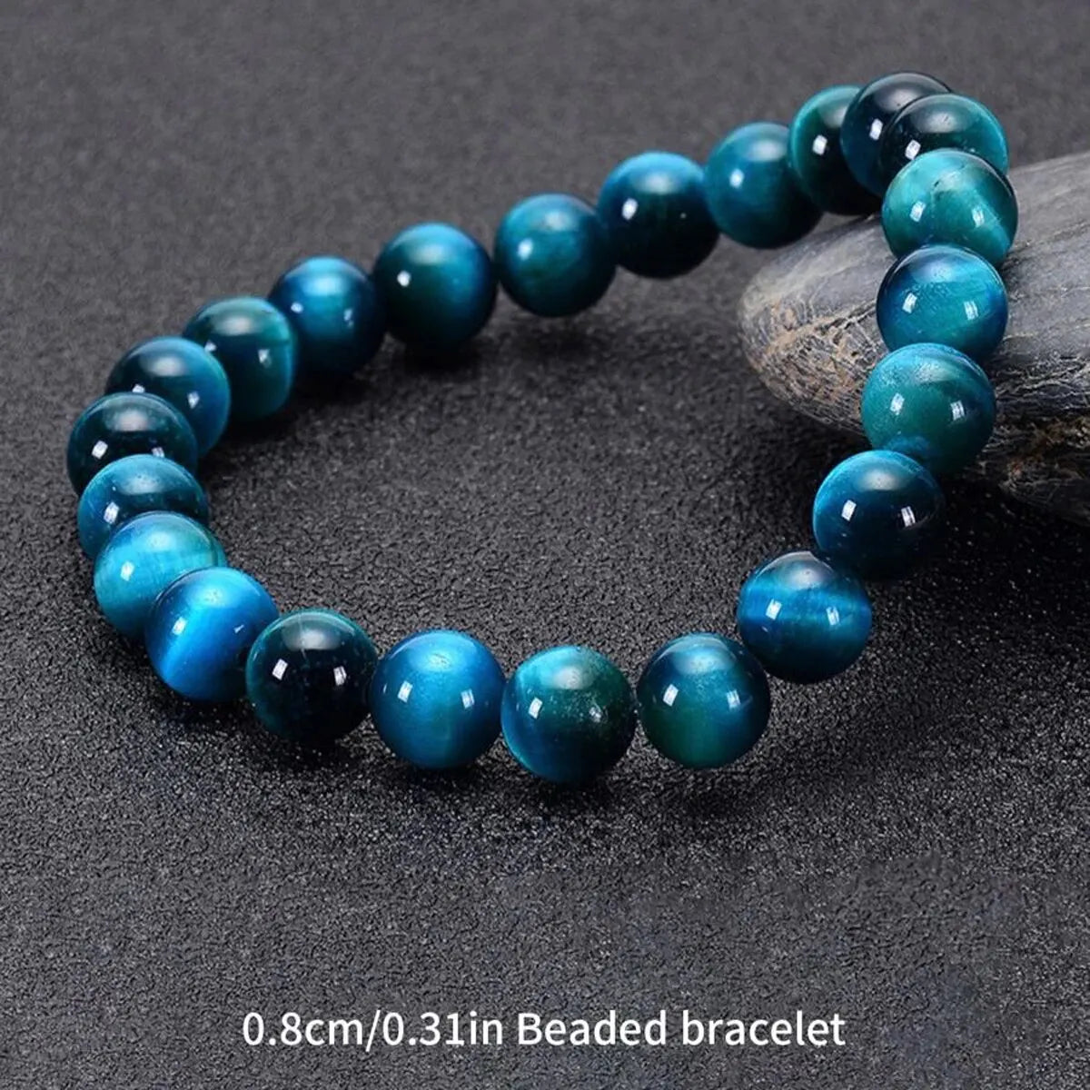 Minimalist Blue Tiger Eye Stone Beaded Bracelet for Daily Decoration - Natural Round Beads in 6mm, 8mm, and 10mm Sizes