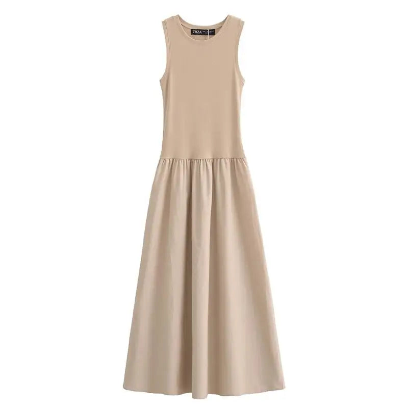 Chic Slim O Neck Womens Summer Dress Elegant Long Style