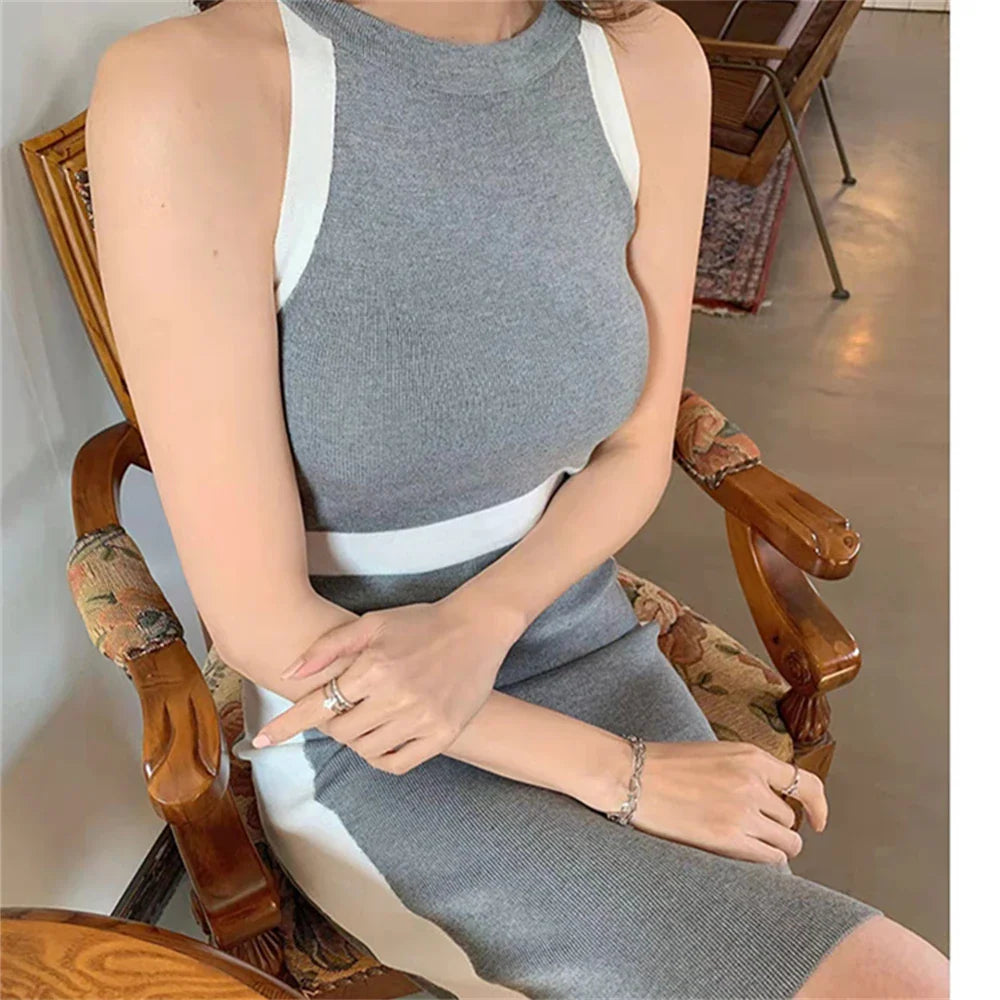 Womens Summer Bodycon Maxi Dress Sleeveless Bandage Knit