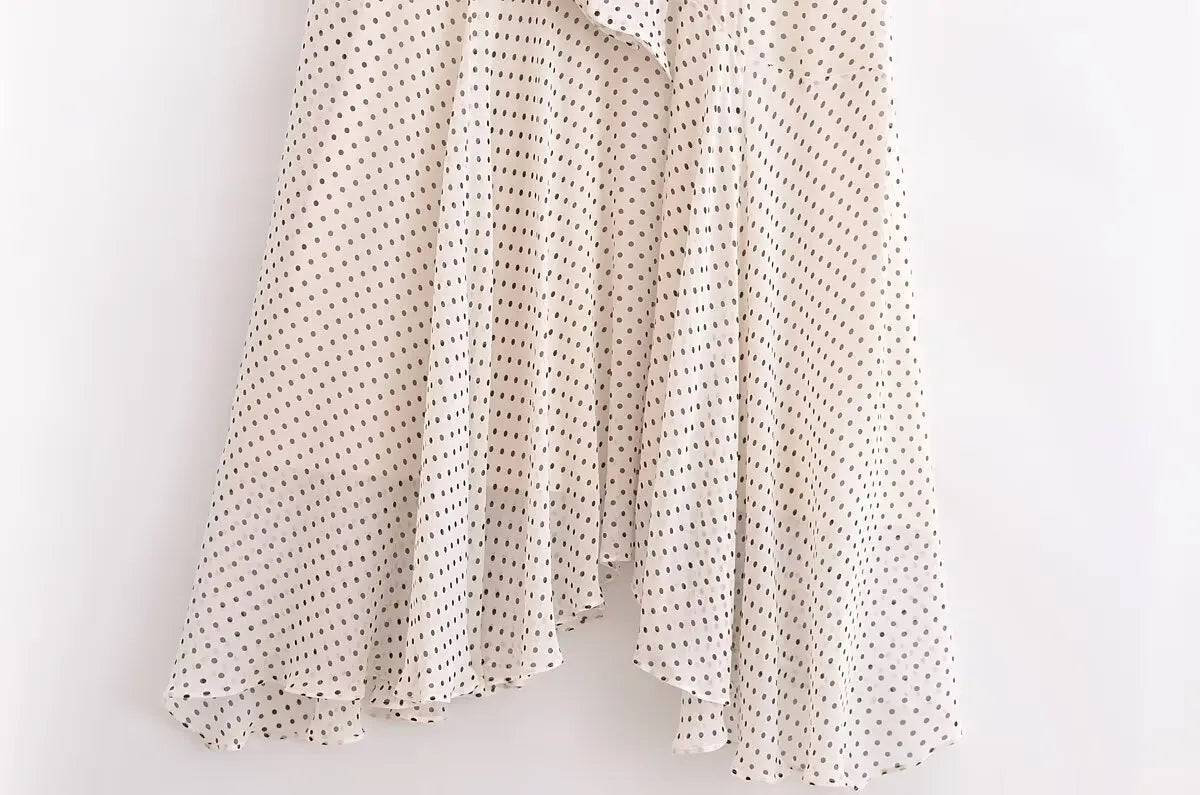 Polka Dot Halter Neck Midi Dress For Women Casual Chic