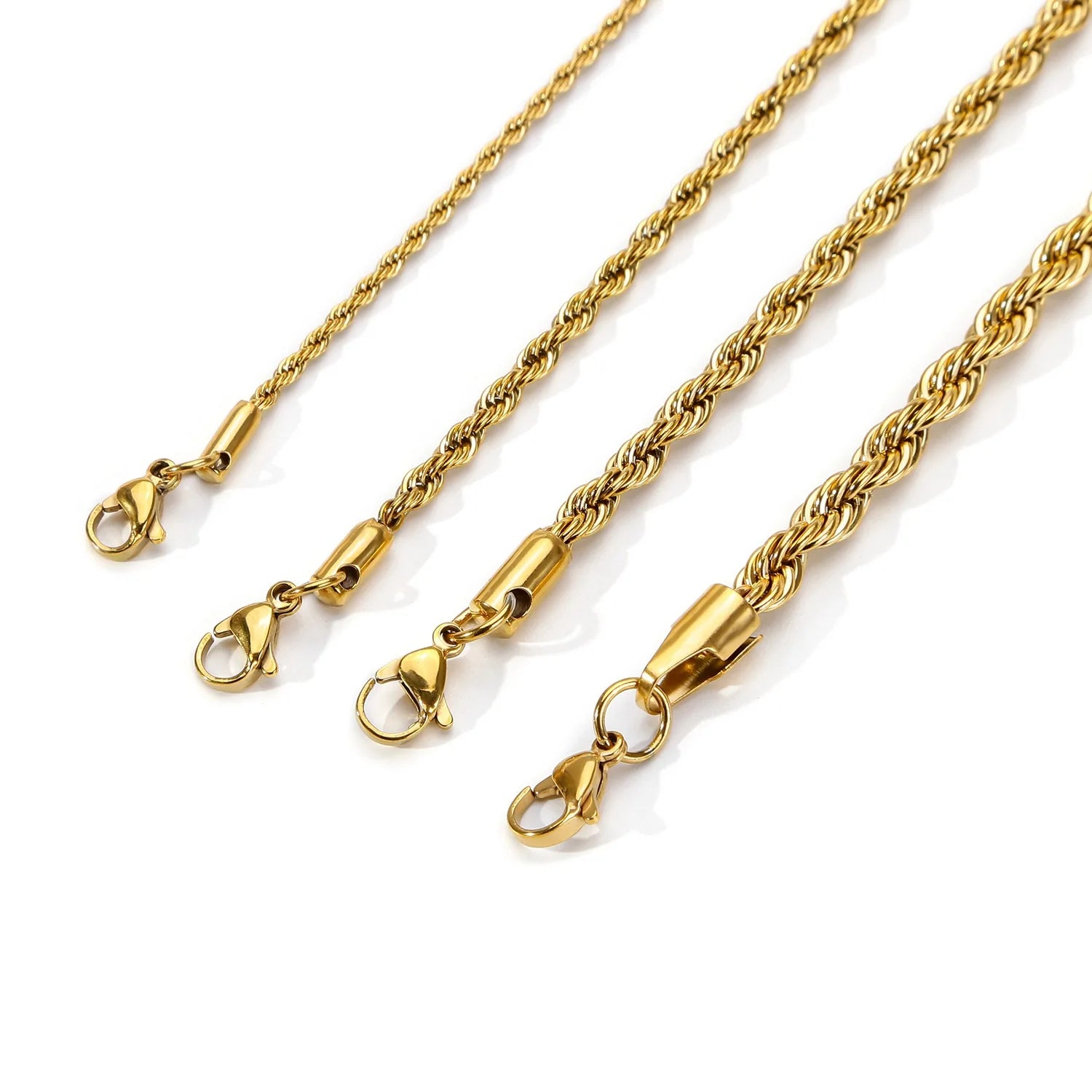 3mm Vintage Stainless Steel Twist Chain Bracelet for Men and Women - Rock Style Gold and Silver Fashion Jewelry