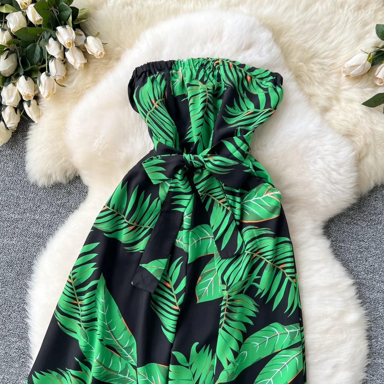 Women's Elegant Suspender Jumpsuit Sexy Printed Casual Hip Waist Overalls Romper