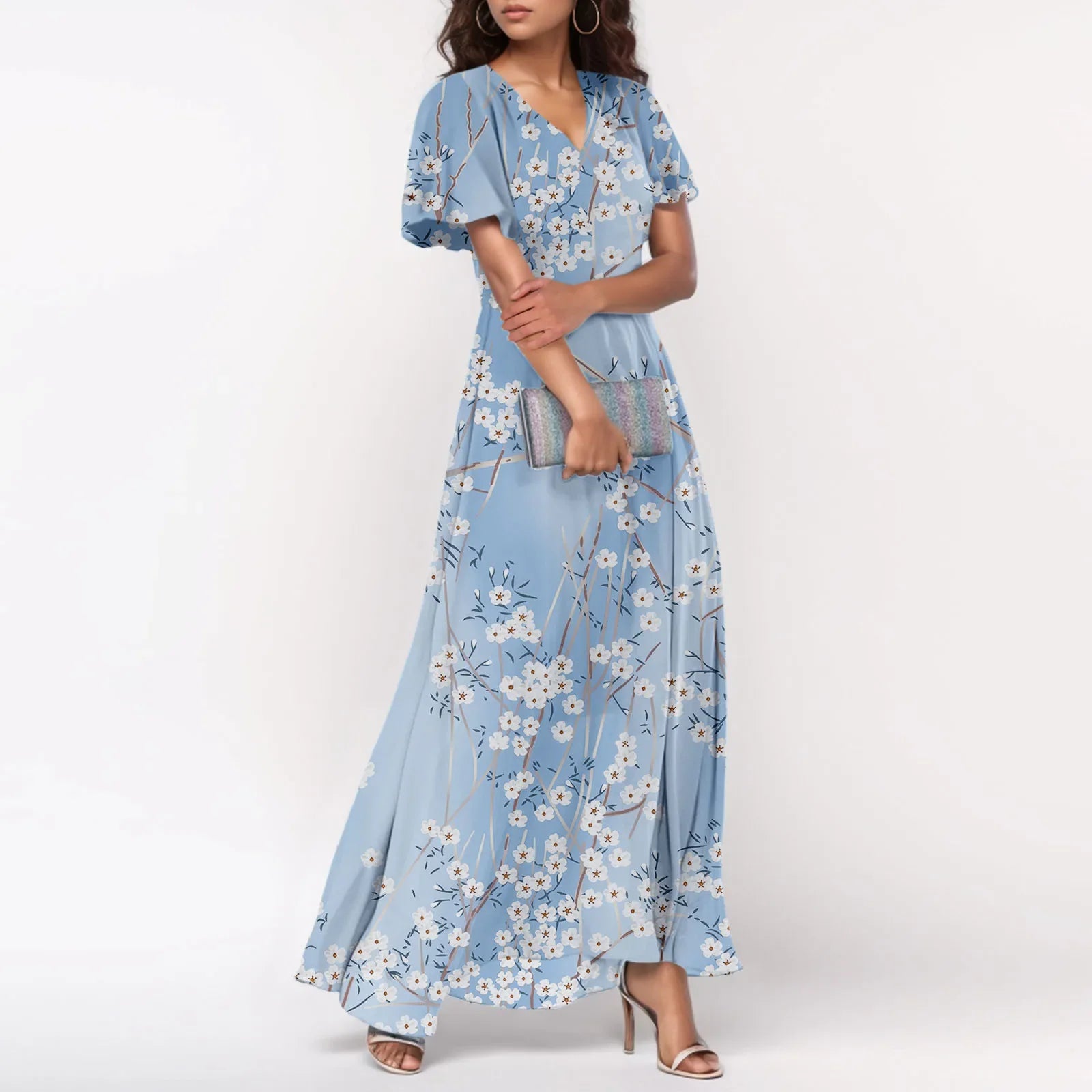 Floral Chiffon Maxi Dress for Summer Wedding Guest Chic