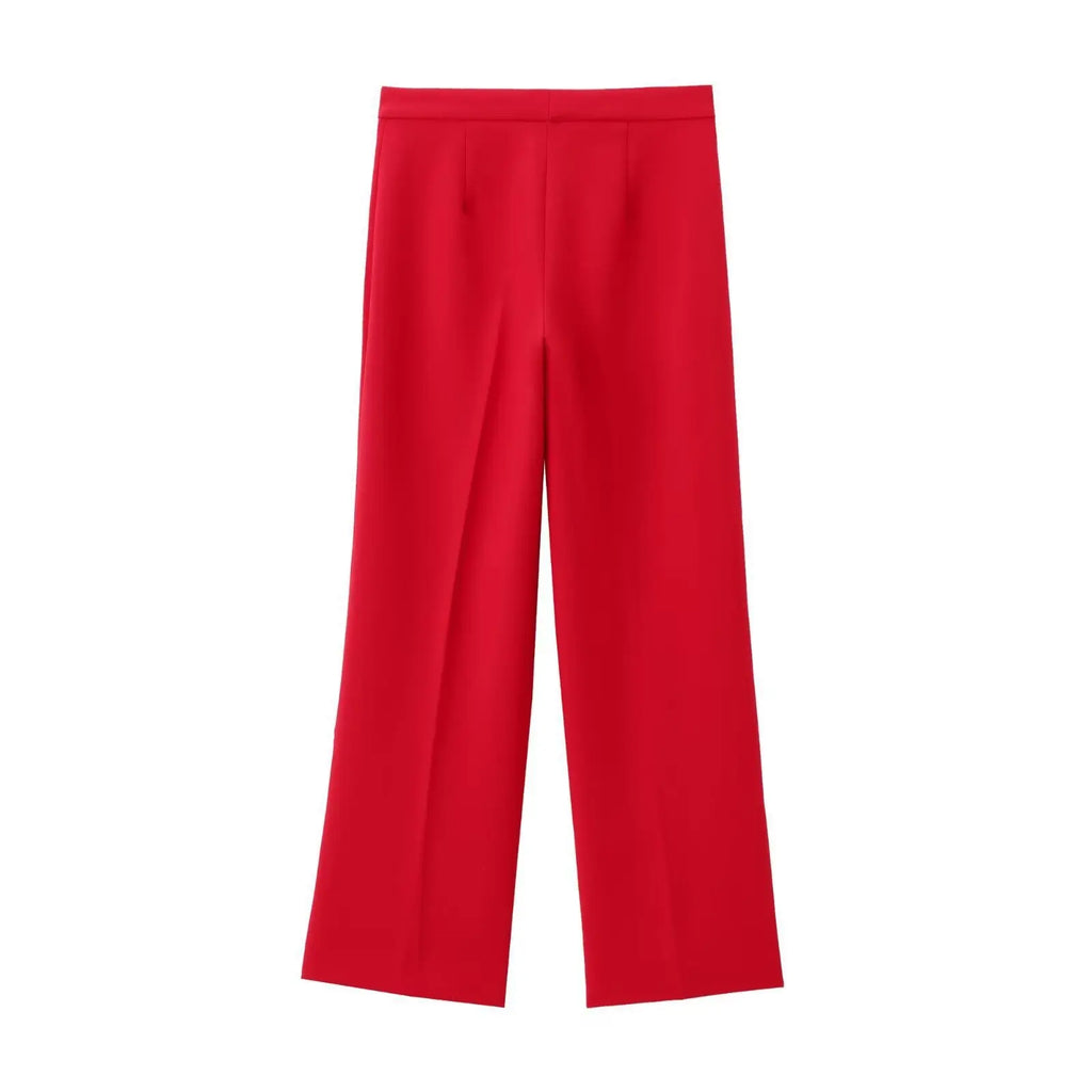 Women Two Piece Wide Leg Pant Set for Office Style with Vest Top and Split Straight Leg Pants