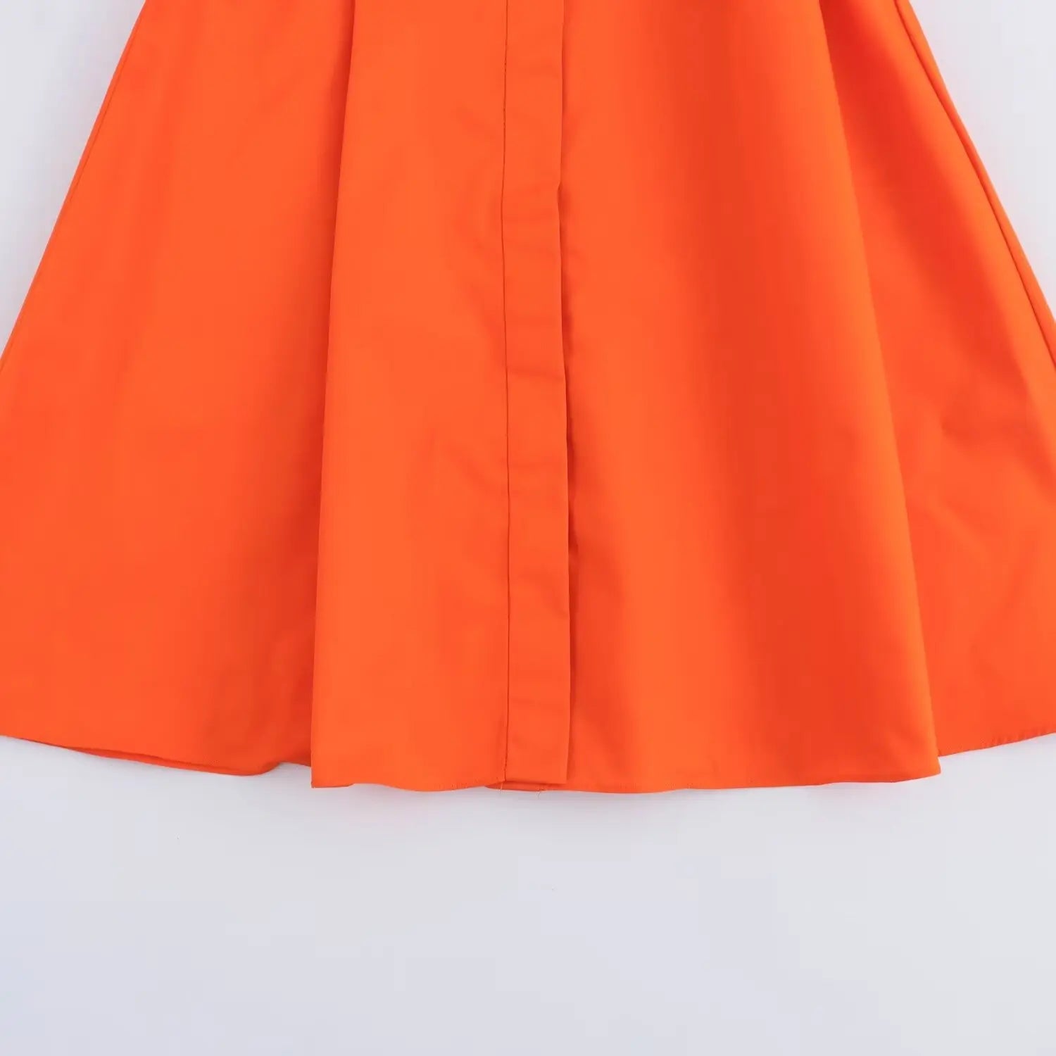 Orange Puff Sleeve Mini Dress With Bow Belt For Women