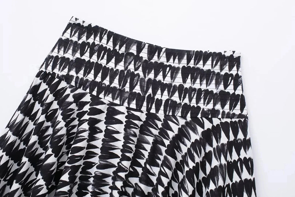 Women's Fashion Print Set Sexy Backless Sleeveless Slim Lace-Up Corset Crop Top with Elegant A-Line Pleated Midi Skirt