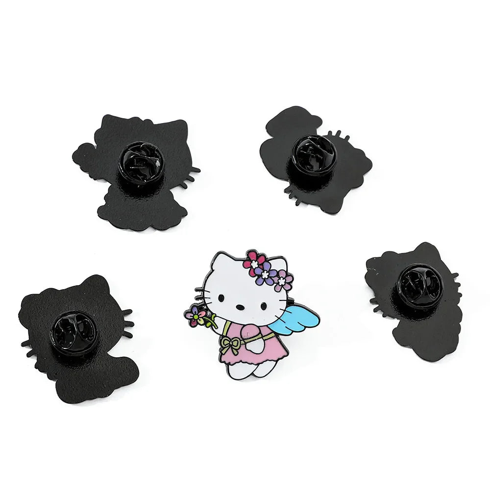 5 Pcs Cute Cartoon Soft Kawaii Cat Brooch Set Metal Badge Alloy Pin Accessory