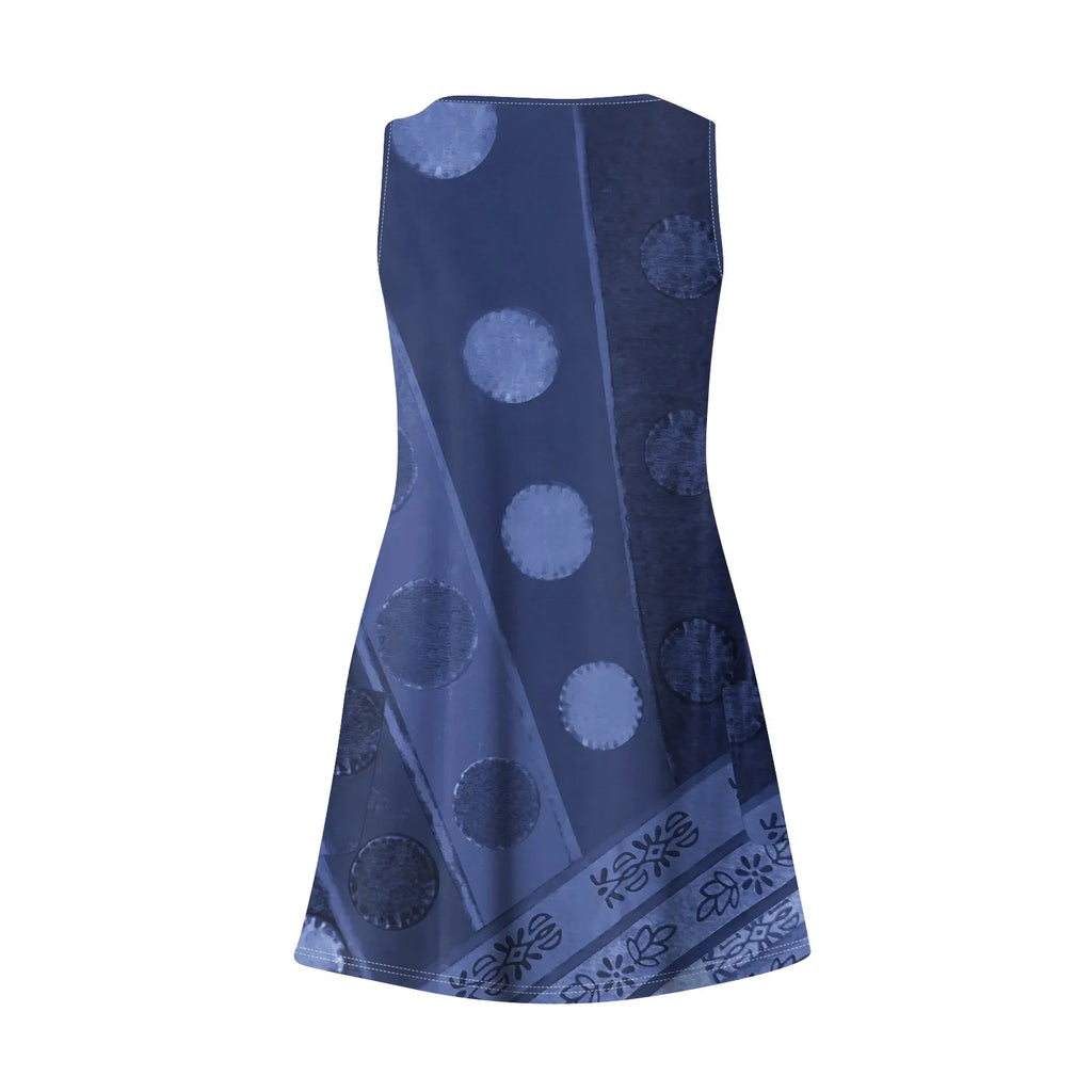 Floral Print Beach Dress Sleeveless V Neck Mini With Pockets