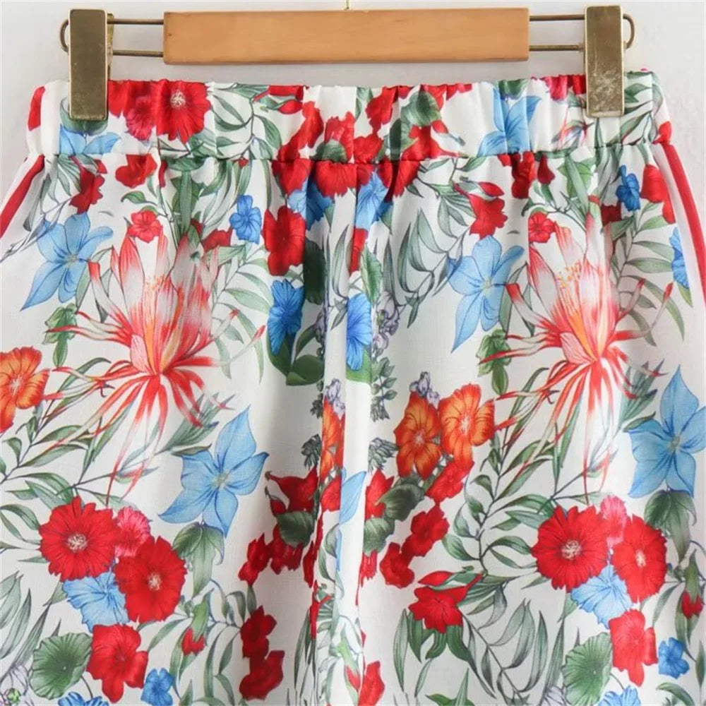 Women's Casual Polo Collar Long Sleeve Linen Shirt and High Waist Pants Set