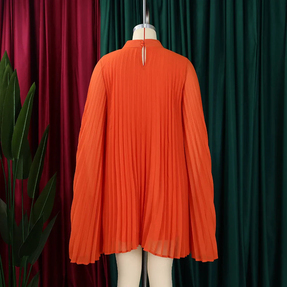 Elegant Chiffon Dress For Women Batwing Sleeve Knee Length