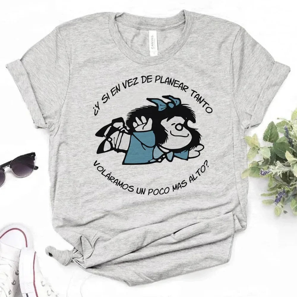 Mafalda Manga T-Shirts for Women Casual Harajuku Style Japanese Graphic Top Y2K Fashion Shirt