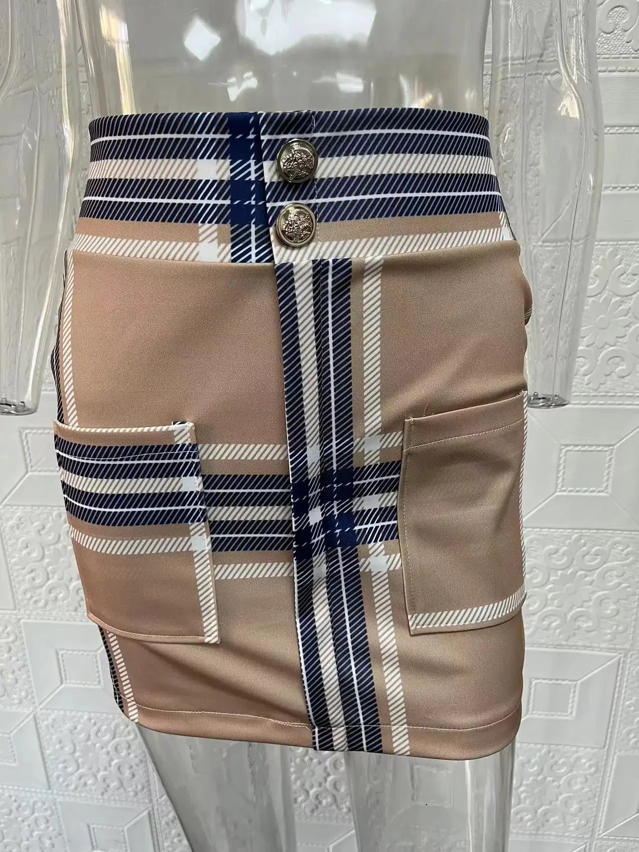 Elegant Plaid Two-Piece Mini Dress Set for Women Casual Chic Skirt and Jacket Outfit Spring Autumn Fashion