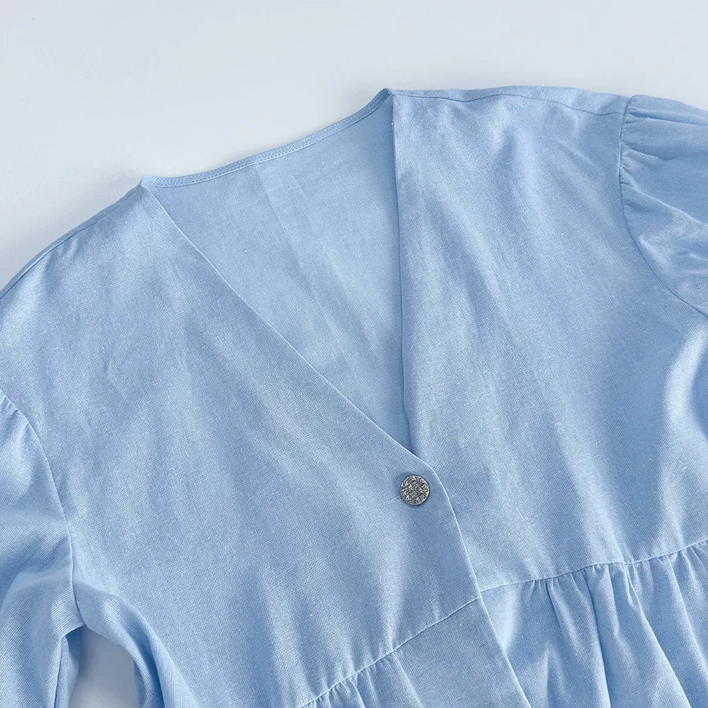 Elegant 2 Piece Set Women Casual V Neck Short Sleeve Button Vest Top and Wide Leg Pants Suit