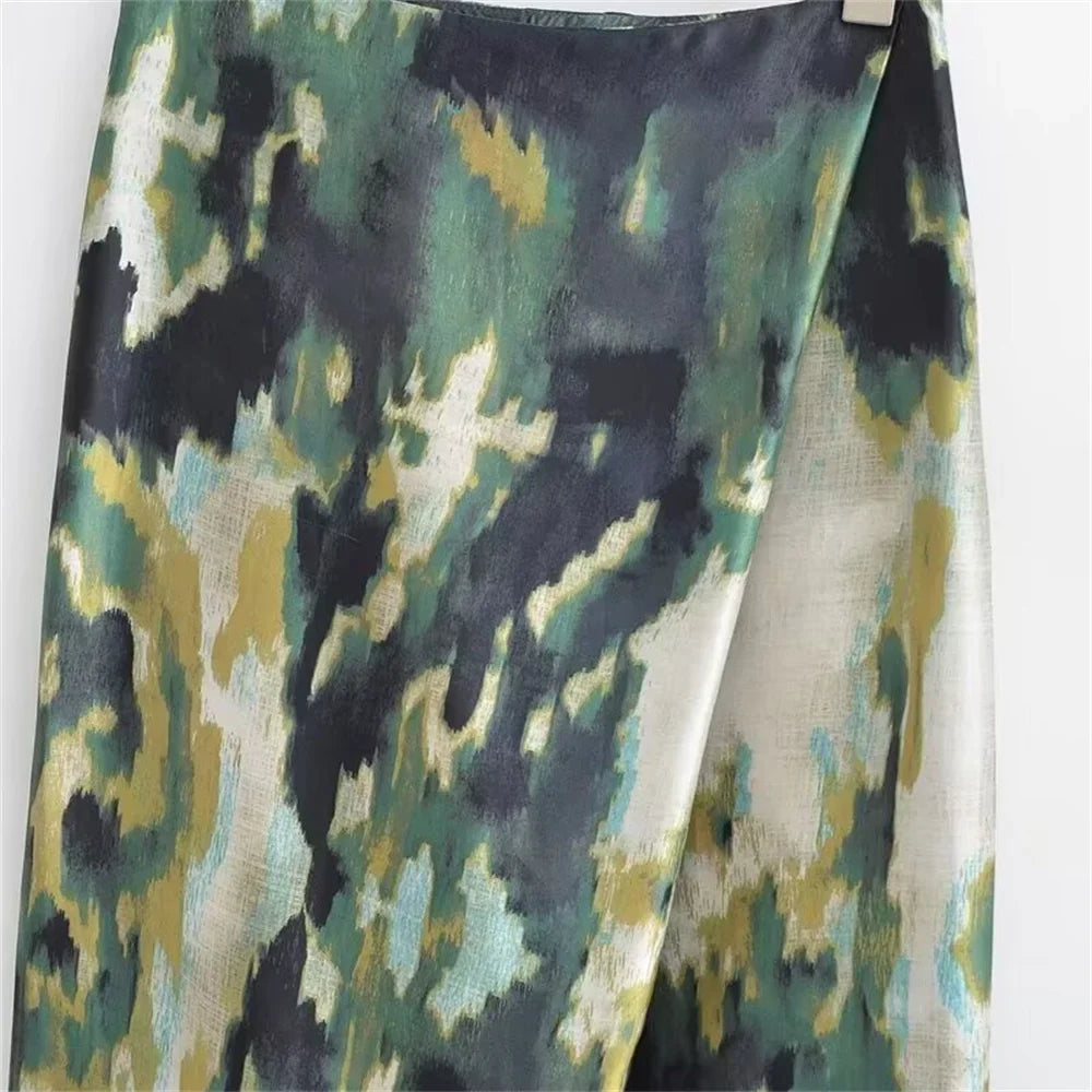 Women's Printed Shirt and Scarf Printed Pants Set for Spring and Summer Fashion