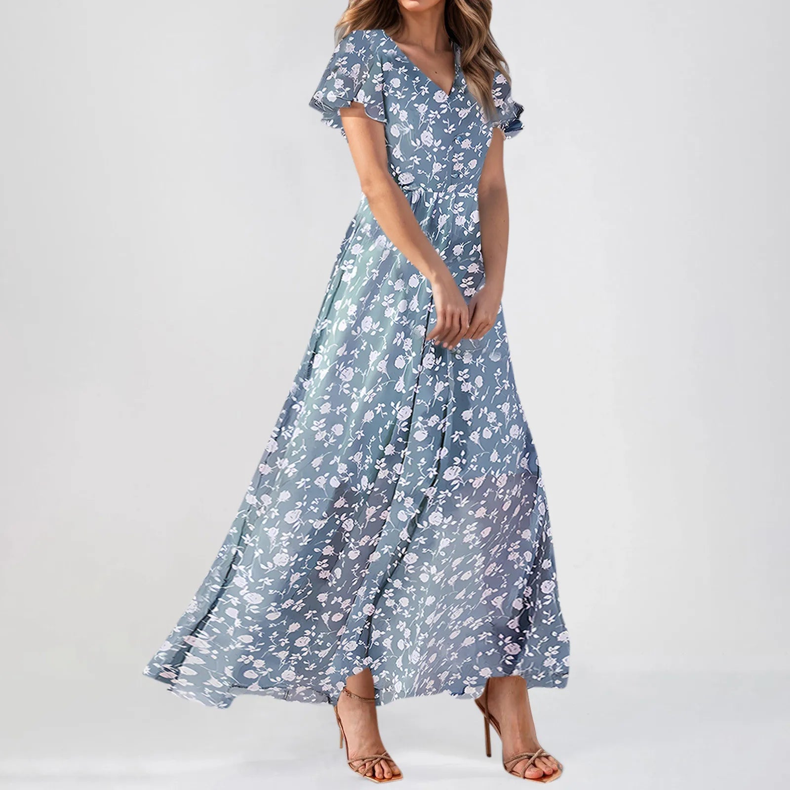 Floral Chiffon Maxi Dress for Summer Wedding Guest Chic