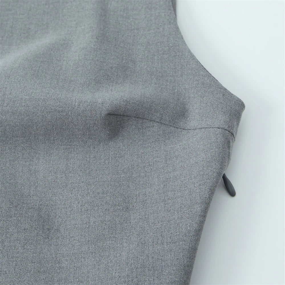 Slim Fit Round Neck Sleeveless Dress For Women Casual