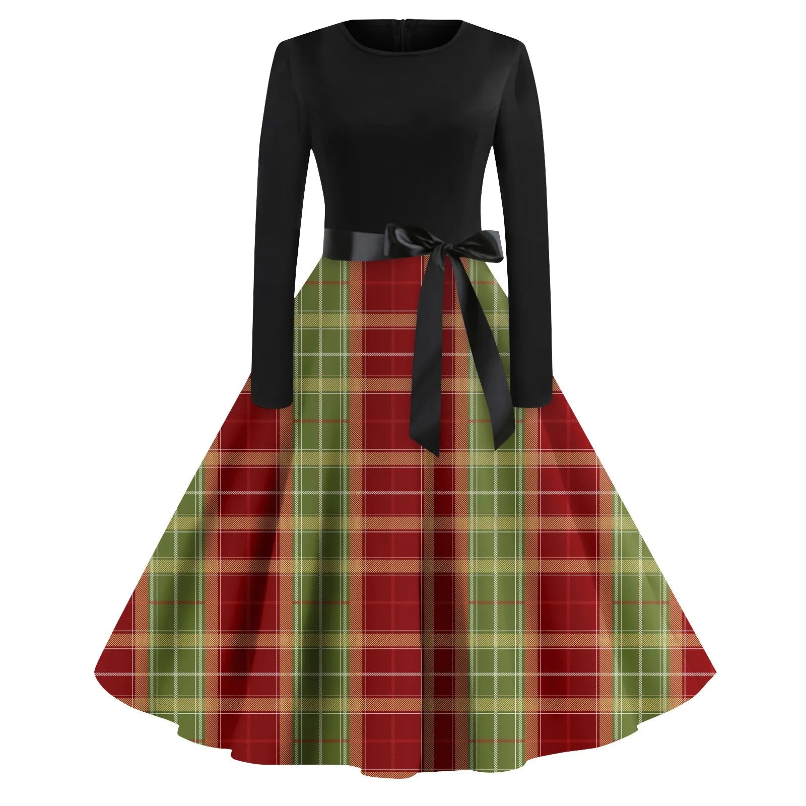 Winter Vintage Christmas Dress Women Long Sleeve 50s 60s