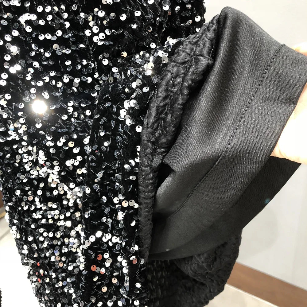 Metallic Long Party Dress For Women Shiny Elegant Style