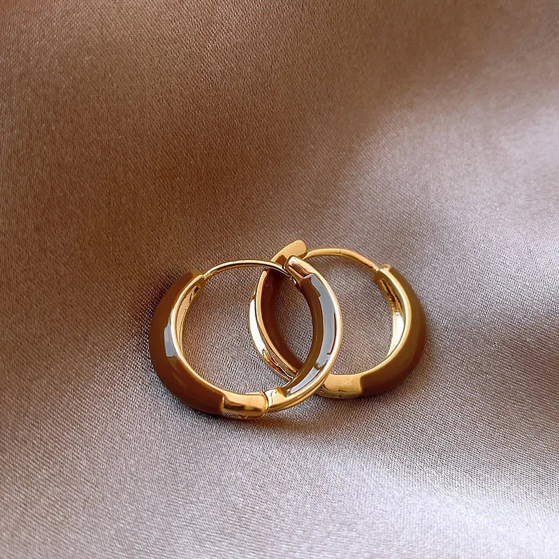 Vintage U-shaped Dripping Oil Hoop Earrings for Women Stylish All-matching Jewelry
