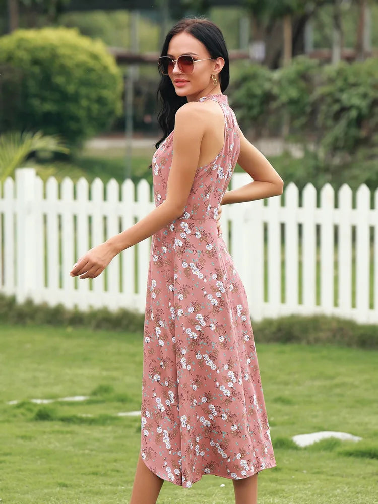 Floral Sleeveless Sundress For Beach And Summer Casual
