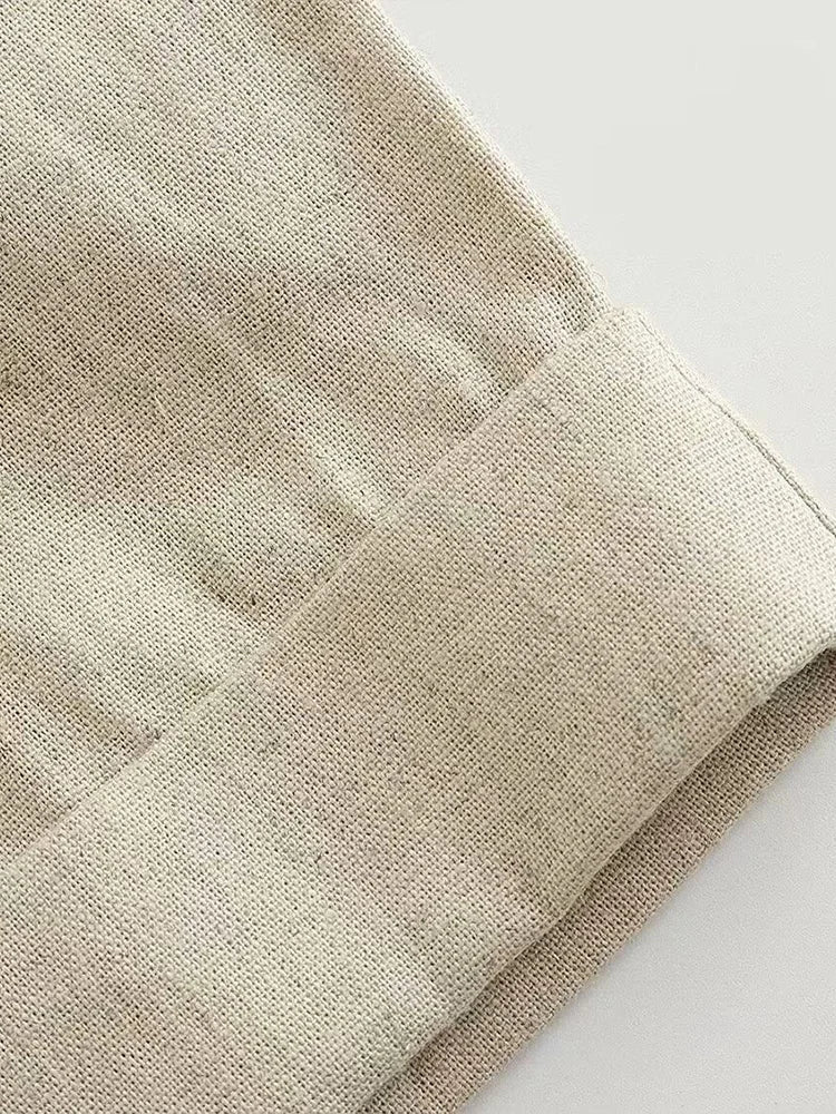 Summer Casual V Neck Sleeveless Linen Blend Jumpsuit Straight Long Holiday Style