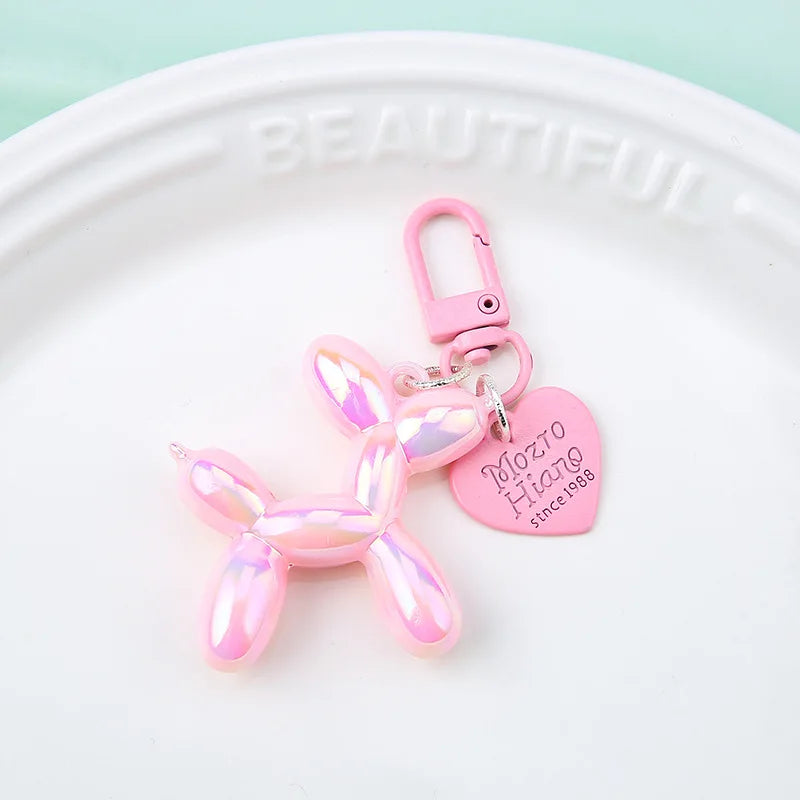Cute Y2K Acrylic Cartoon Balloon Dog Keychain for Women Bag Pendant and Car Accessory