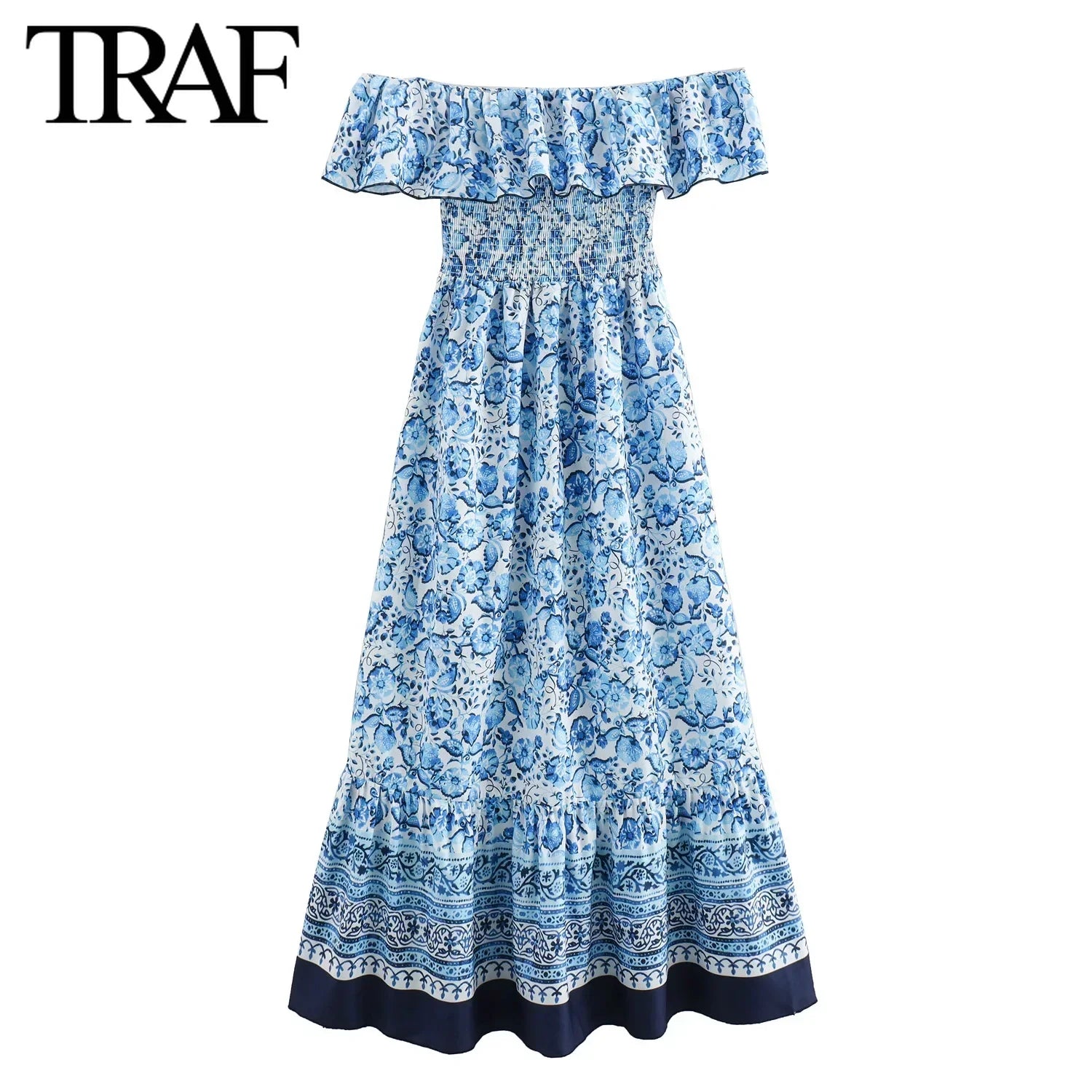 Off Shoulder Floral Print Long Vest Dress For Women