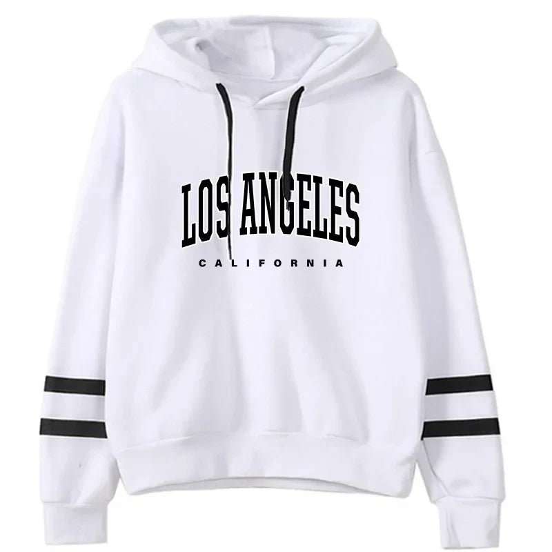 Casual Women's Hoodie Sweatshirt for Outdoor Activities Stylish Tracksuit with Stripe Printing