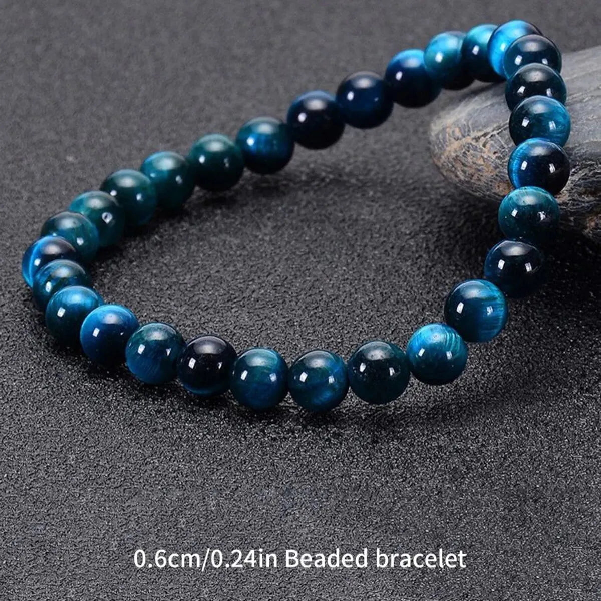 Minimalist Blue Tiger Eye Stone Beaded Bracelet for Daily Decoration - Natural Round Beads in 6mm, 8mm, and 10mm Sizes