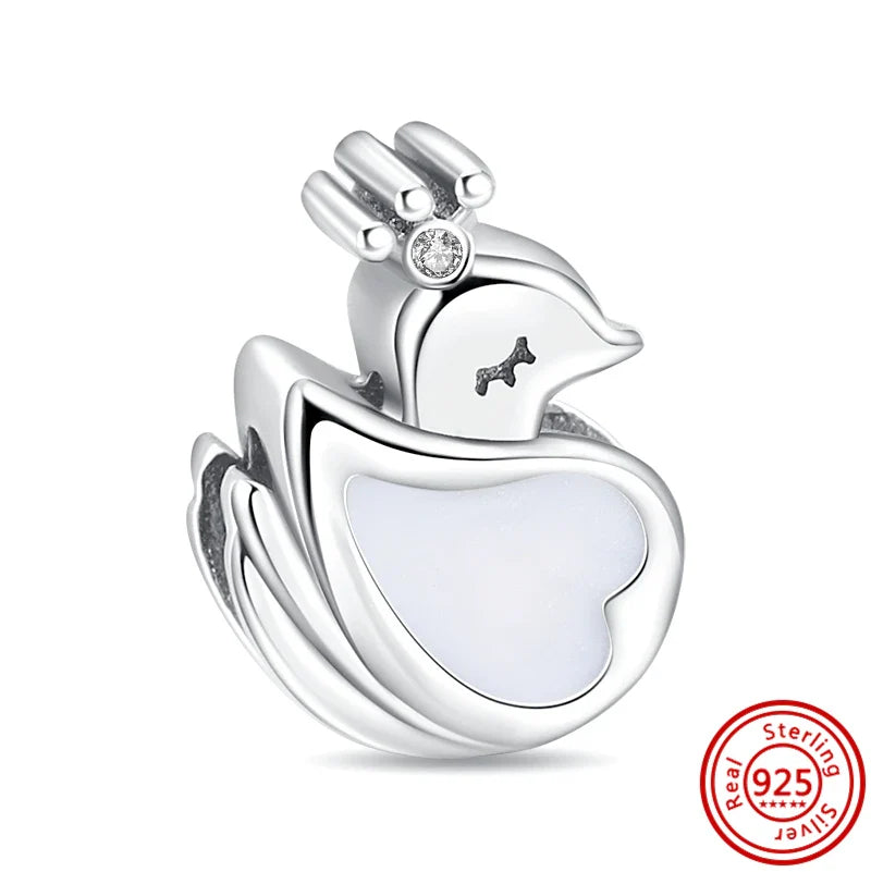 Fit Pantaro Peacock Cake Teeth Butterfly Crown S925 Silver Charms Beads Fine Jewelry for Women Gift