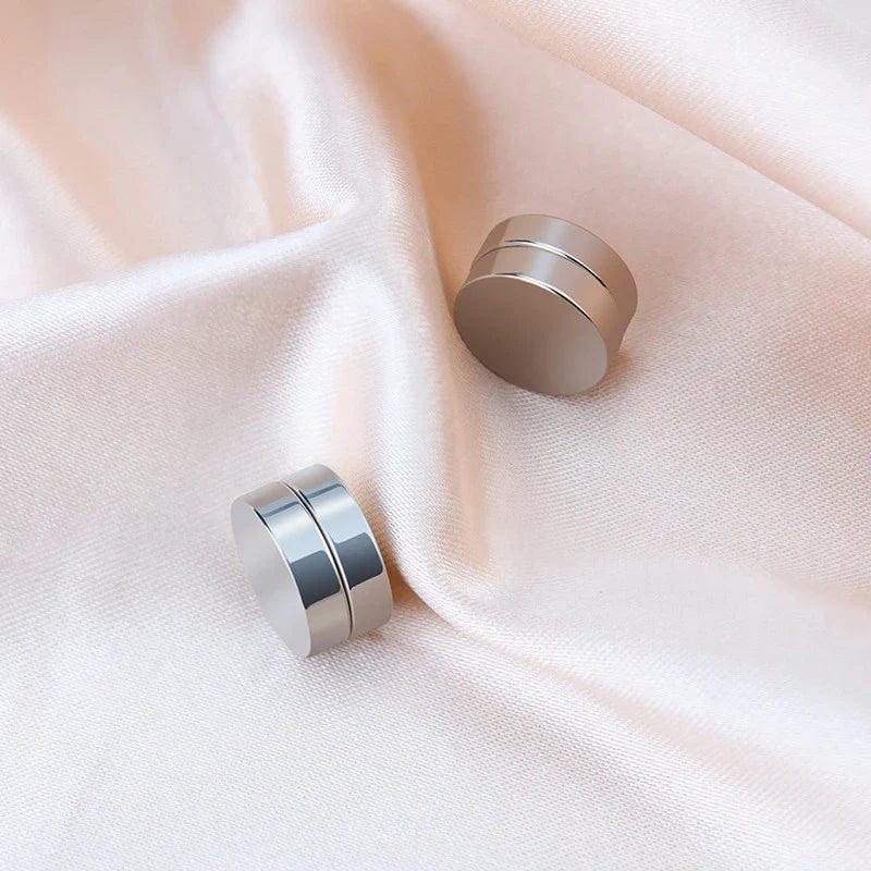 Magnetic Clip Earrings Stainless Steel Non-Piercing Stud Earrings for Men and Women with Black CZ