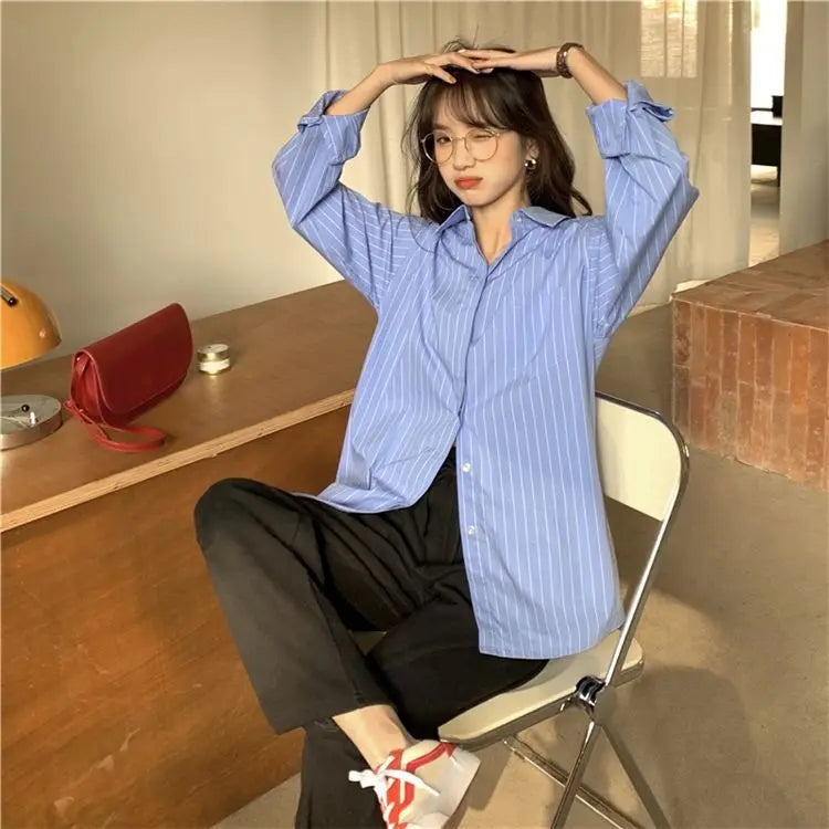 Lightweight Sun Protection Women's Stripe Long Sleeve Blouse and Cardigan for Spring and Summer Outdoor Wear