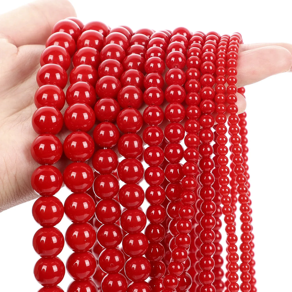 Red Coral Stone Beads 6mm 8mm 10mm Round Loose Spacer Beads for Jewelry Making DIY Necklaces Bracelets Charms