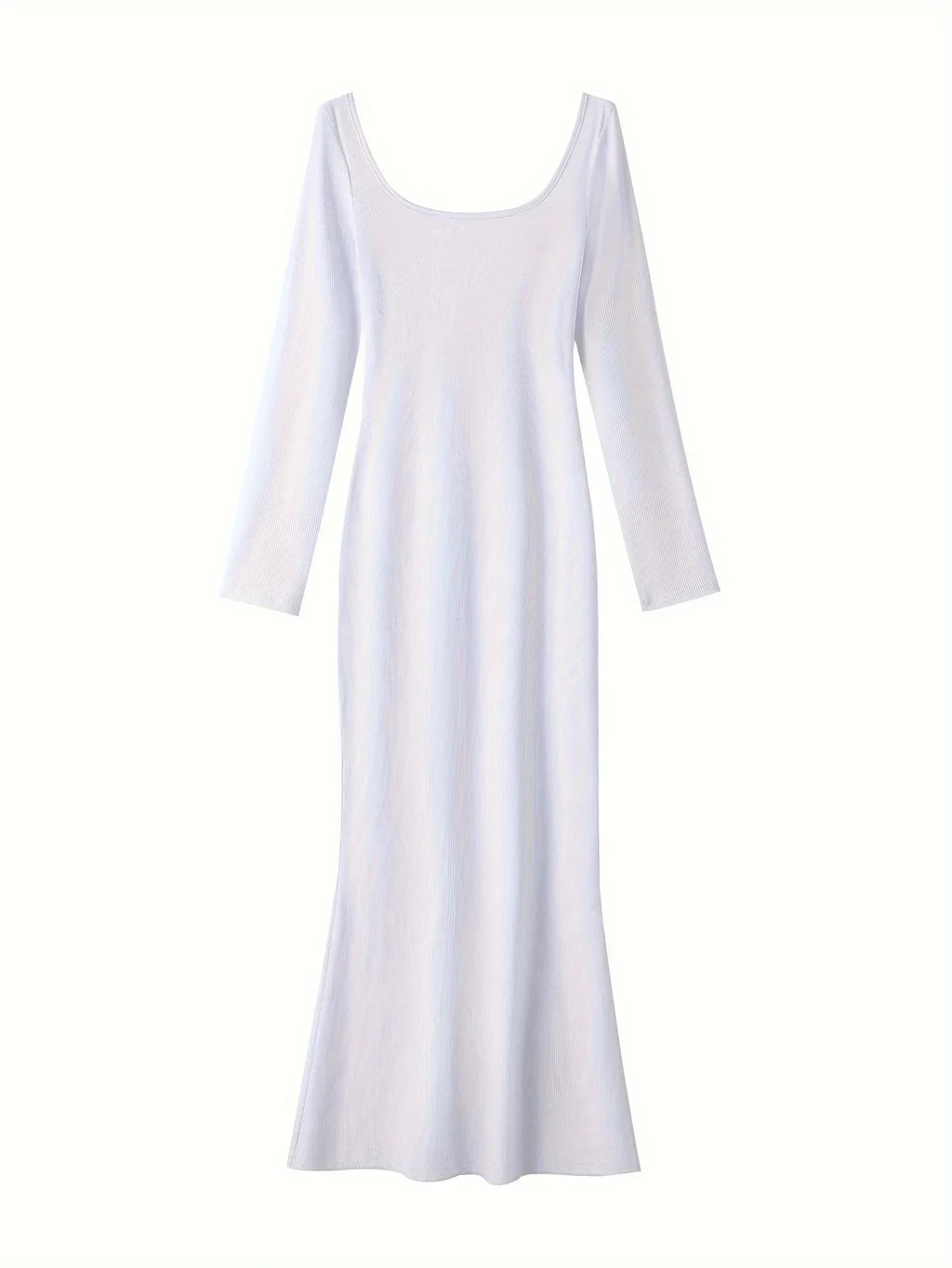 Ribbed Knit Long Sleeve Maxi Dress Slim Fit Bodycon