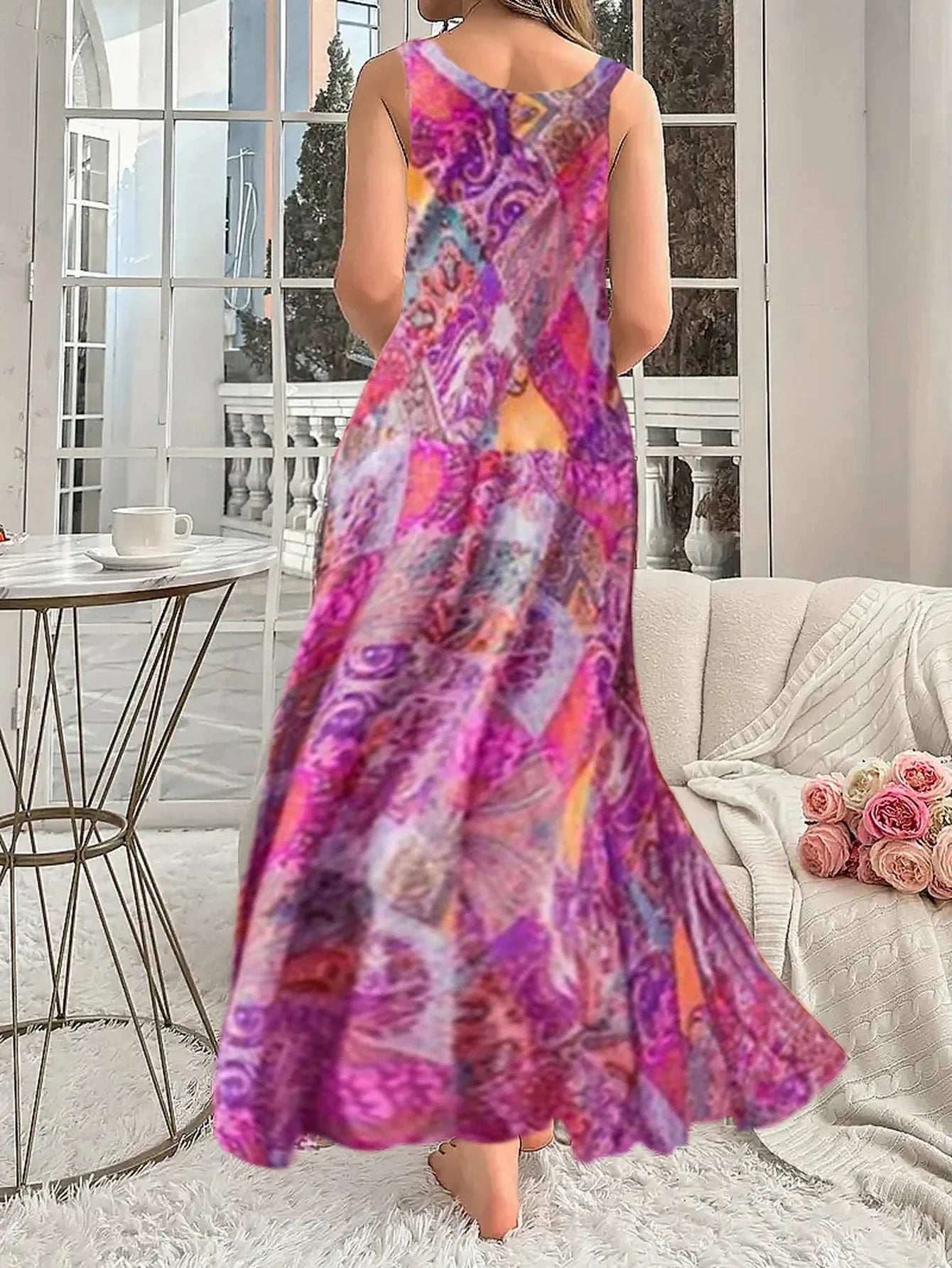 Boho Beach Dress With Print Tank Top For Summer Holiday