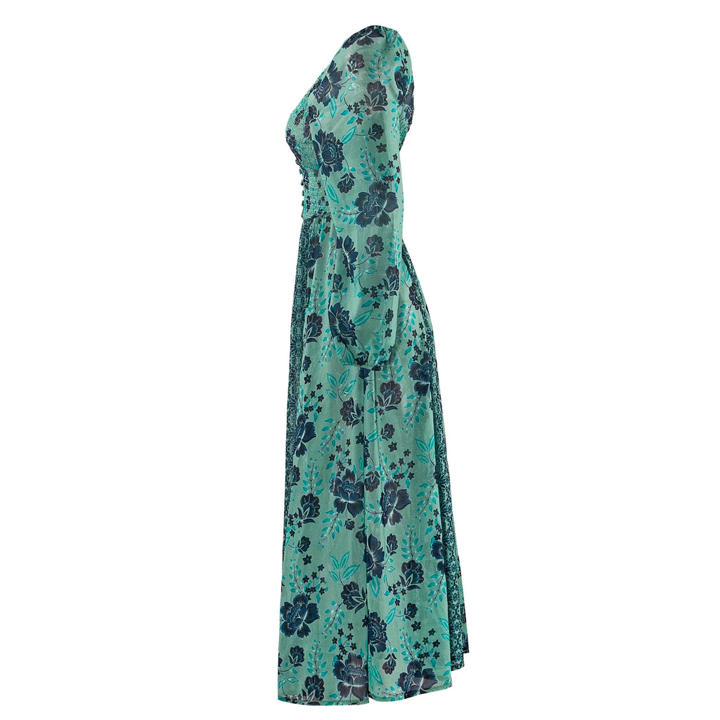 Boho Floral Summer Maxi Dress For Women Beach Wrap Dress