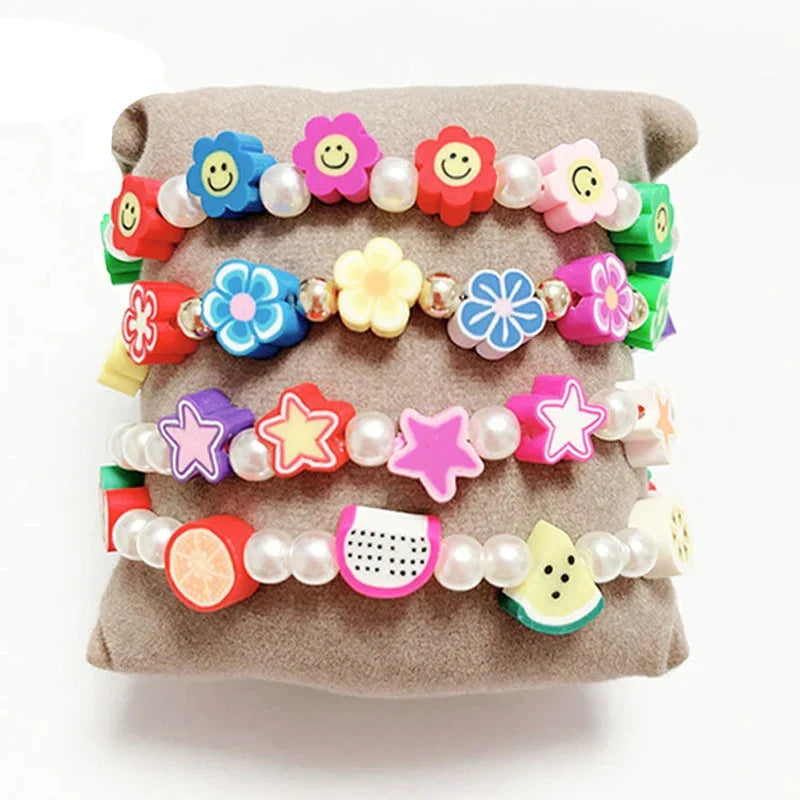 30PCS 10mm Heart Shape Polymer Clay Beads for DIY Jewelry Making and Handmade Bracelets