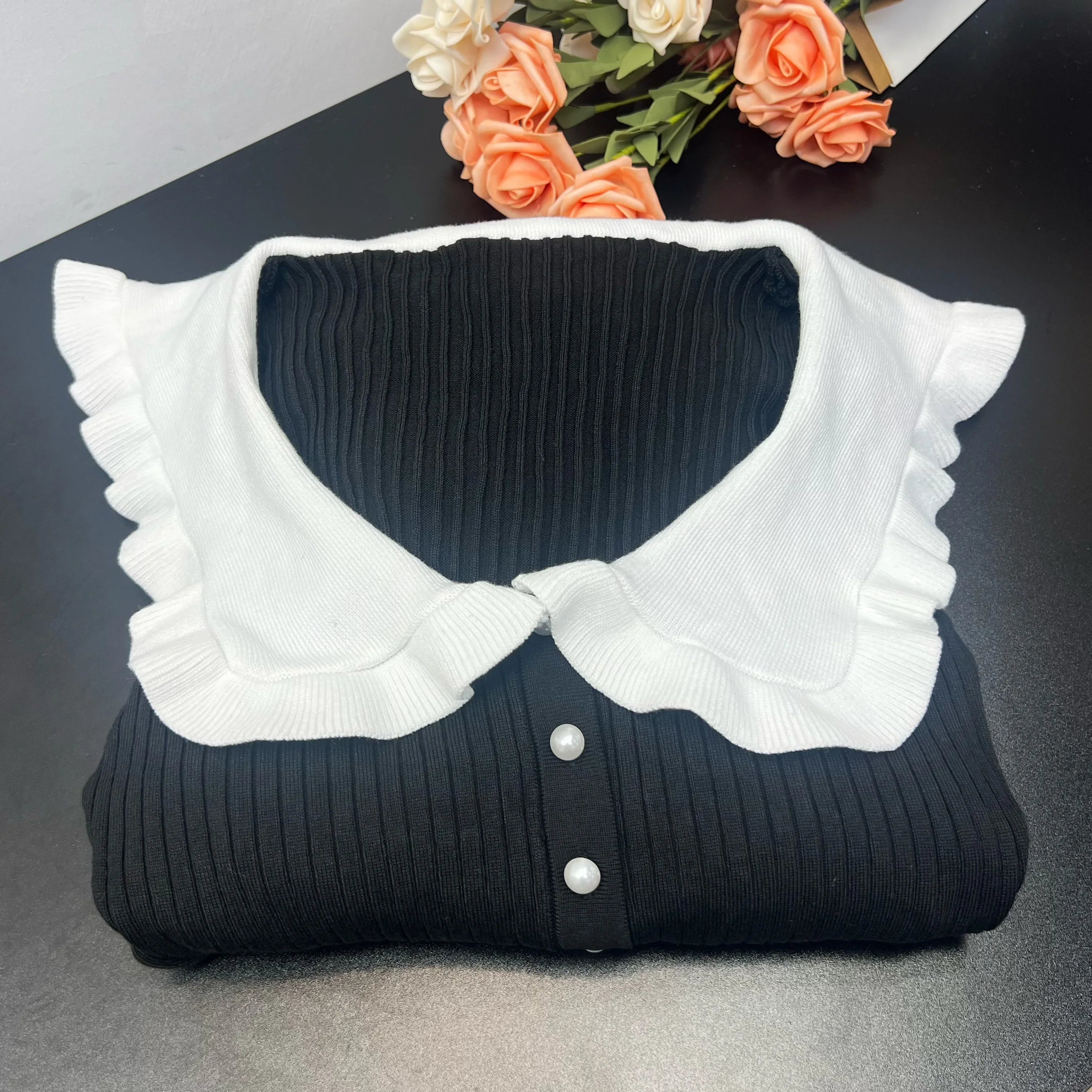 Ribbed Knit Bodycon Dress For Women With Long Ruffles