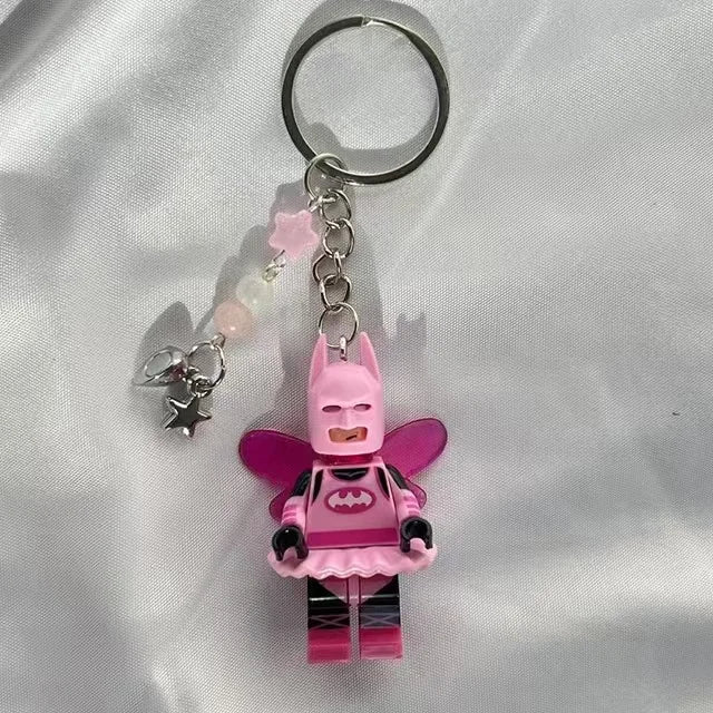 Handmade 3D Bat Couple Keychain Pendant Phone Ring Backpack Accessory Gifts for Him Y2K Jewelry