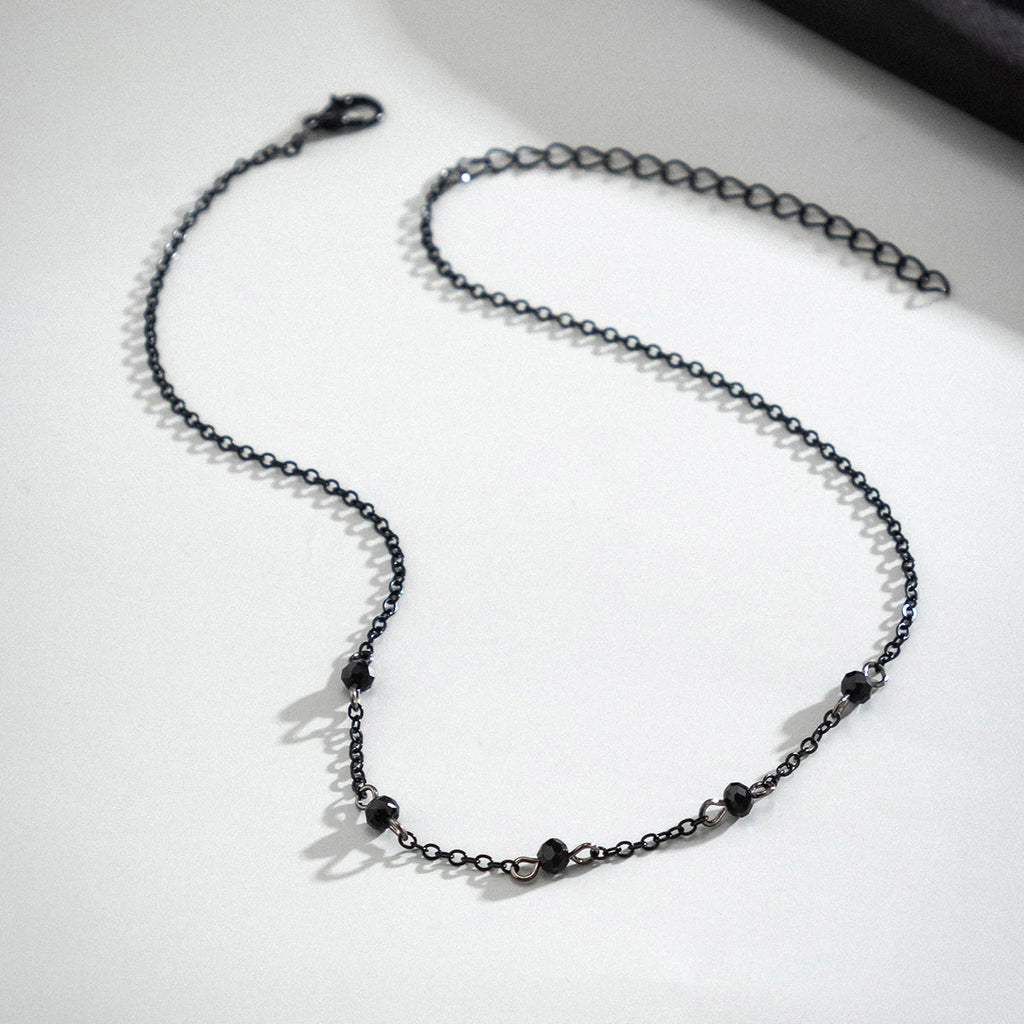 Minimalist Crystal Beads Ball Chain Necklace for Women Simple Black Link Choker Jewelry for Parties and Weddings
