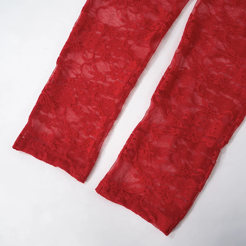 Sexy Lace Deep V Neck Backless Strapless Sleeveless Pencil One-Piece Jumpsuit for Women