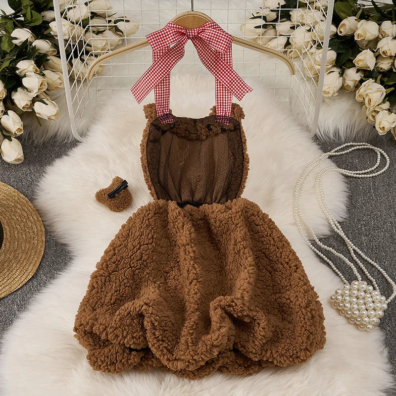 Teddy Bear Cosplay Nightwear Halter Dress Sleepwear Pajamas