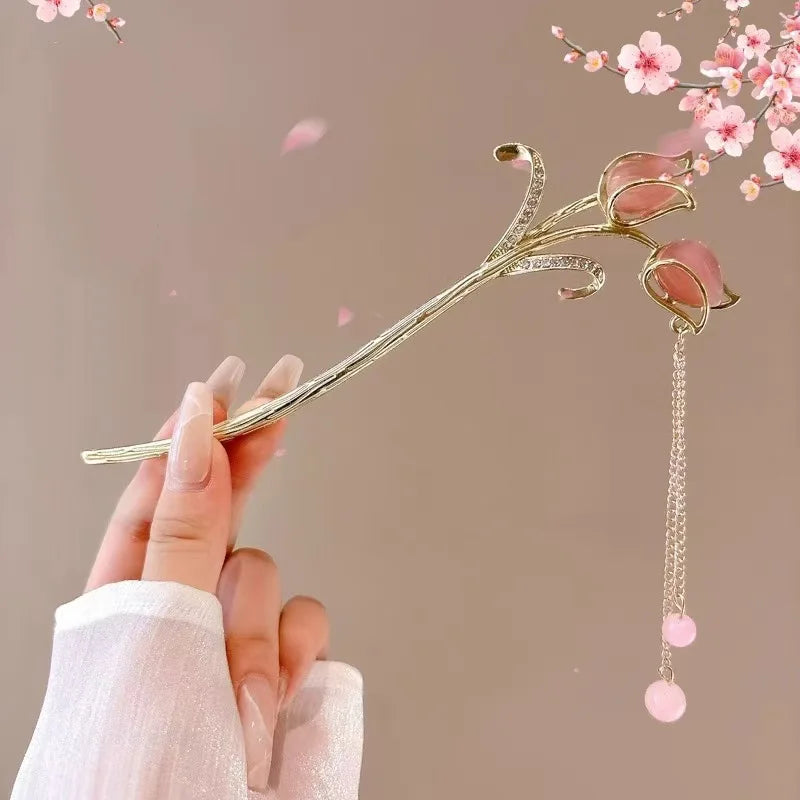 Romantic Chinese Style Hairpin Jewelry Accessory for Women and Girls Daily Wear