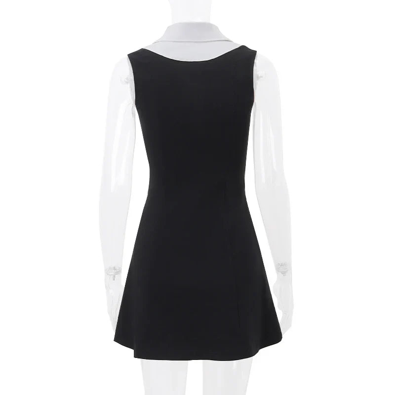 Y2K Sleeveless Mini Dress Slim A Line Summer Style