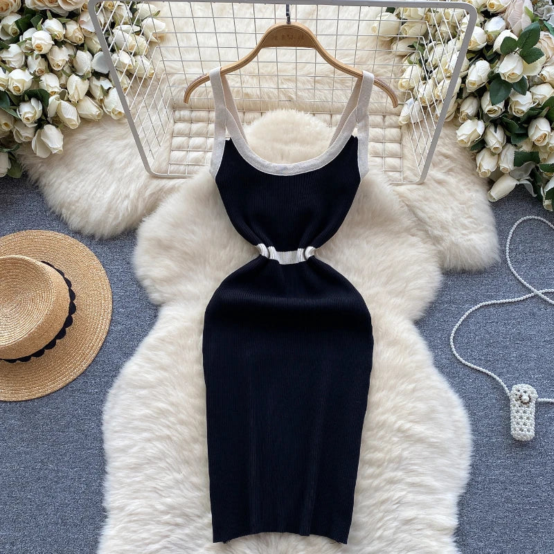 Casual Knit Wrap Dress With Off Shoulder Stripes For Summer