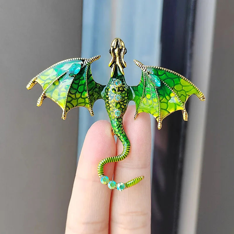 Custom Diamond-Encrusted Dragon Brooch Enameled Animal Pin for Stylish Accessories