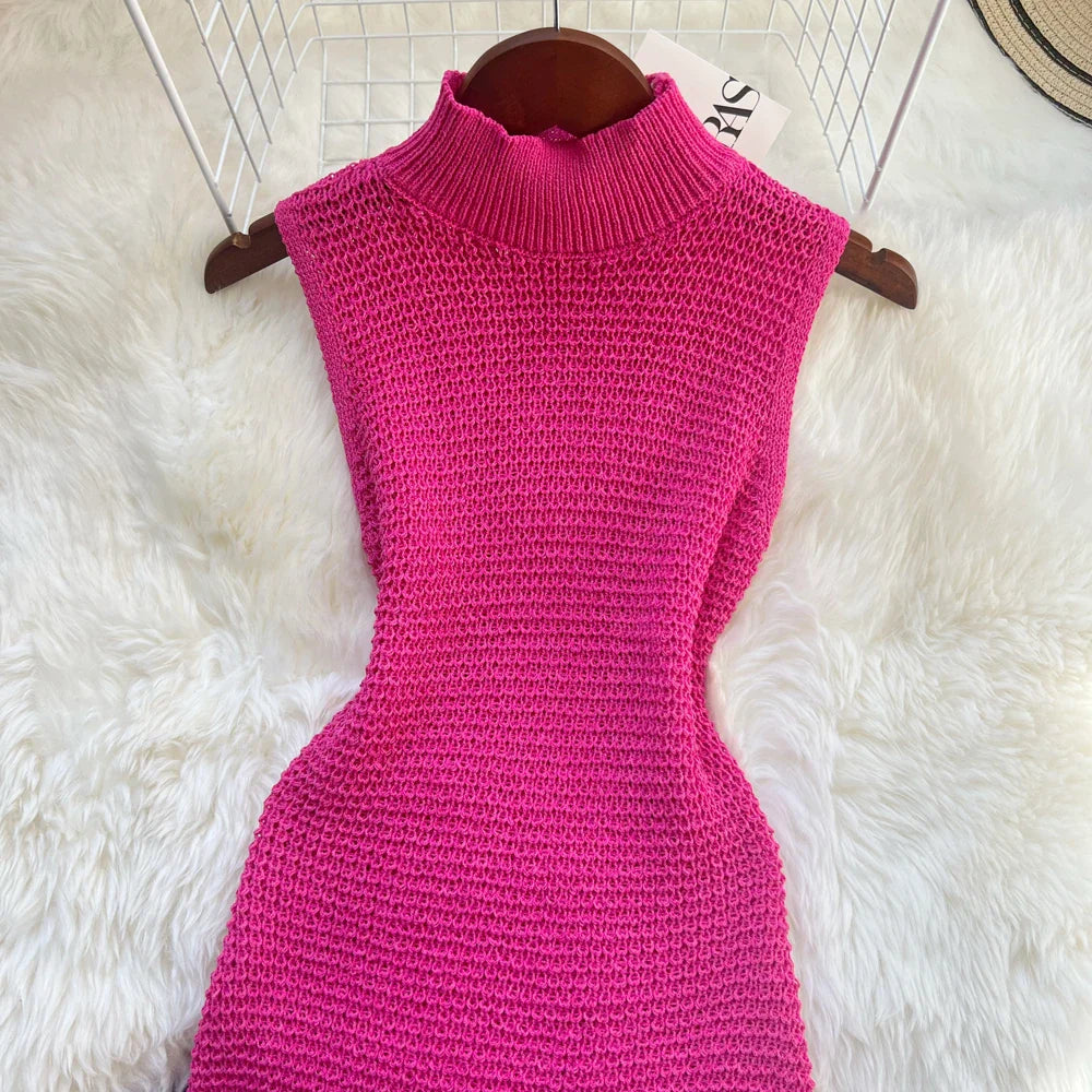 See Through Crochet Knit Dress For Women Beach Party Wear