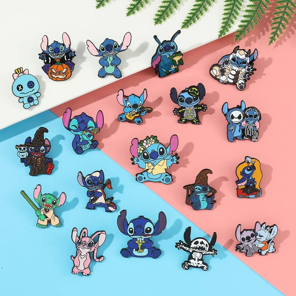 Lilo and Stitch 5 Piece Cartoon Brooch Set Cute Animal Enamel Pins for Backpack and Fashion Accessories