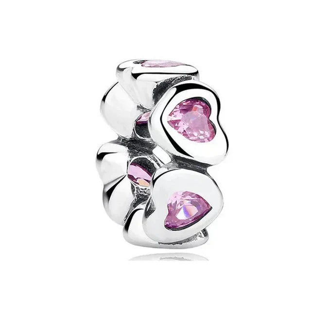 Pink Flower Caterpillar DIY 925 Sterling Silver Bead for Bracelet Bangle Jewelry Accessories